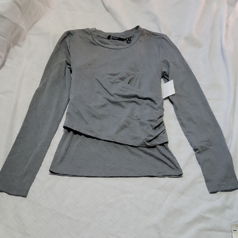 Vero Moda Long Sleeve Corset Top Gray Small NWT